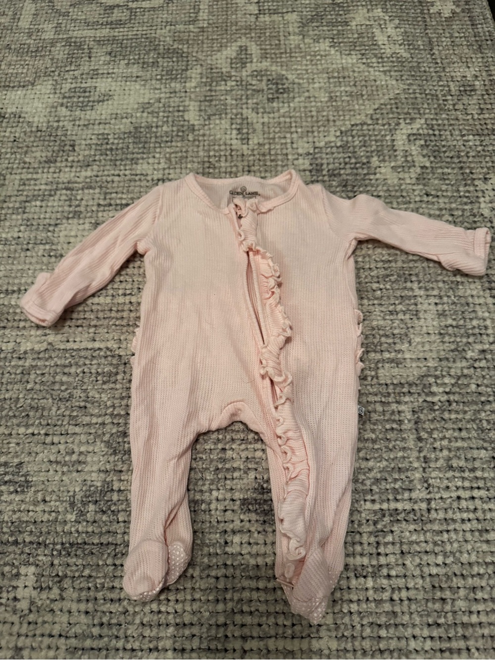 Caden Lane Light Pink Ruffle Footed One-Piece
